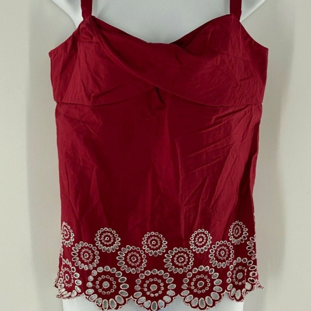 Ann Taylor Loft Sleeveless Top *RED w/WHITE TRIM*